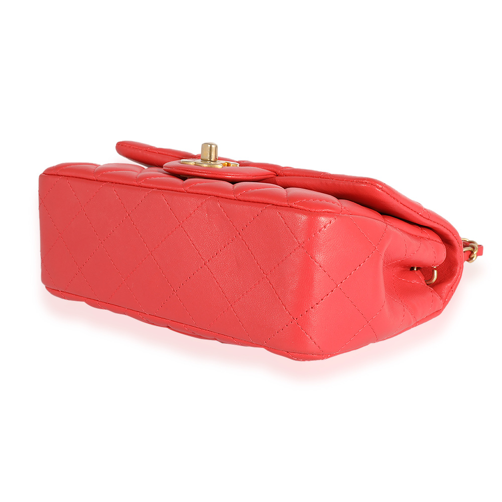 Chanel Coral Quilted Lambskin Mini Rectangular Classic Flap Bag - Picture 6 of 7